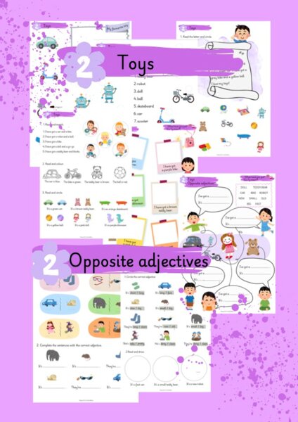 Toys and opposite adjectives.