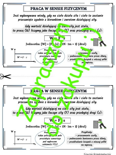 Praca w sensie fizycznym - notatka do zeszytu