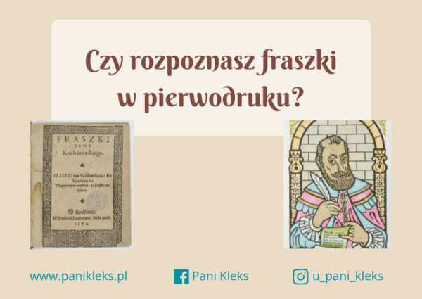 Czy rozpoznasz fraszki w pierwodruku?