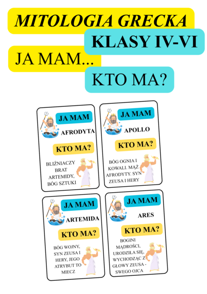 „Ja mam, kto ma?” – Mitologia grecka (klasy IV–VI)