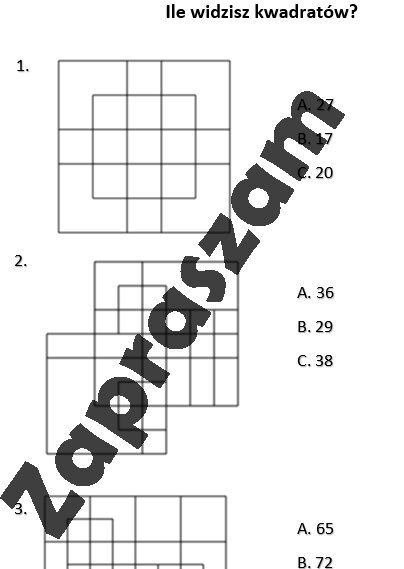 Ile jest kwadratów? - karta pracy - wersja trudniejsza