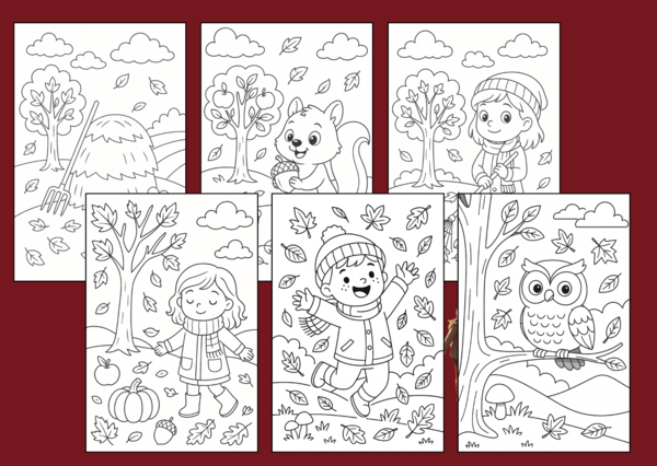🍁Jesienne kolorowanki – zestaw 22 ilustracji do druku 🍂 - jesień