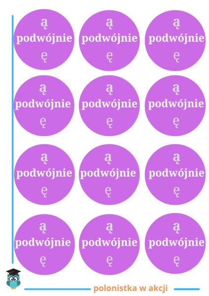 Podwójnie wyrazy z ą,ę - ortograficzna gra typu dobble