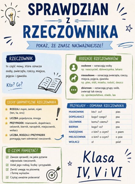 Sprawdzian wiadomości z rzeczownika