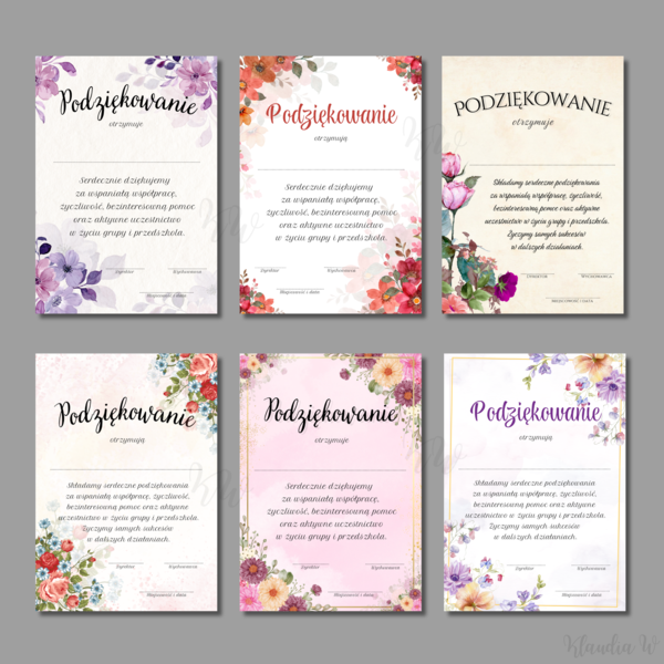 Podziękowania dla Rodziców - przedszkole