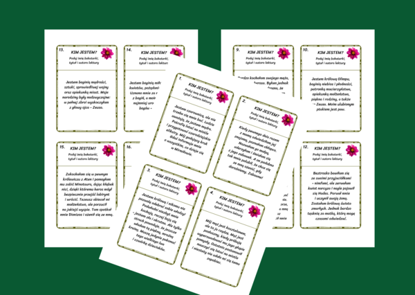 BOHATERKI LEKTUR 4-6 – KIM JESTEM? fiszki – 22 szt. – Dzień Kobiet – egzamin – powtórka + odpowiedzi