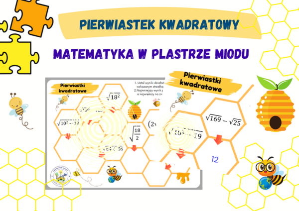 Pierwiastek kwadratowy - karta pracy w 2 wersjach