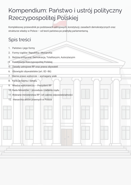 Kompendium: Państwo i ustrój polityczny RP | WOS, Matura, E8 | Gotowa lekcja & Notatka