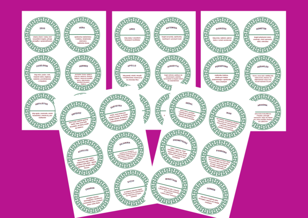 BOGOWIE i BOHATEROWIE MITÓW GRECKICH – mity – mitologia - układanka