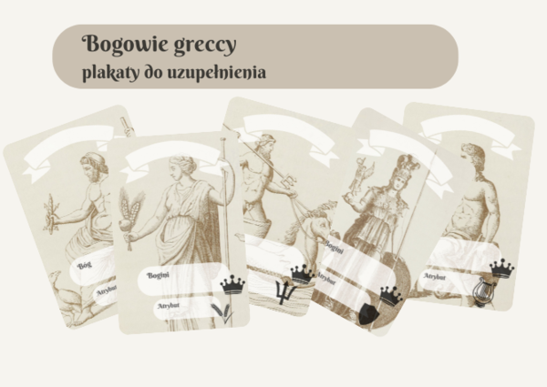 Bogowie greccy - plakaty do uzupełnienia