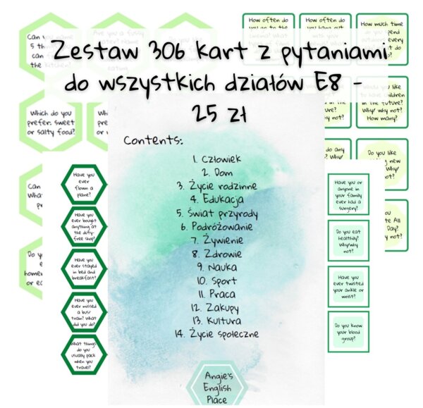 Egzamin Ósmoklasisty - Zestaw 306 kart - speaking - powtórki przed egzaminem ósmoklasisty