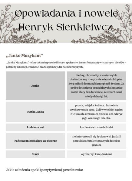 Opowiadania i nowele Henryka Sienkiewicza