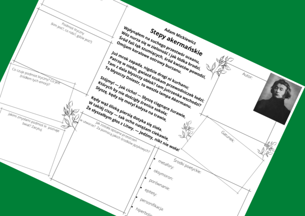 Adam Mickiewicz "Stepy akermańskie" - karta pracy