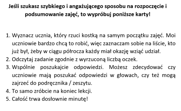 Powtórka na początek i podsumowanie zajęć