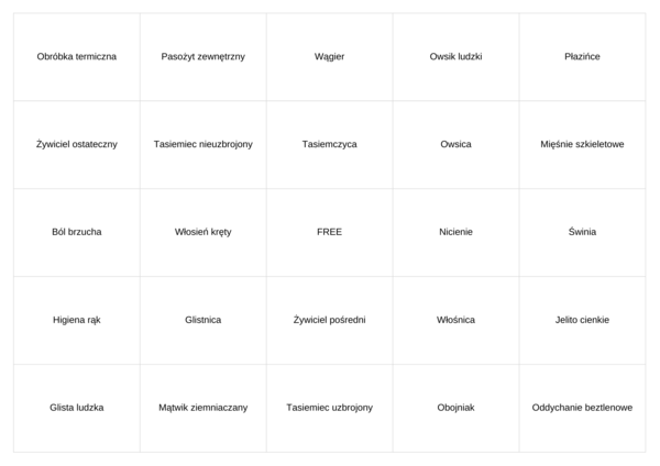 Bingo o pasożytach - płazińce i nicienie