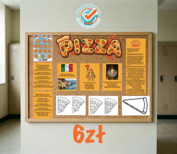 Dzień pizzy - Gazetka szkolna oraz kolorowanki