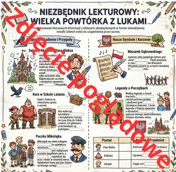Notatka graficzna podsumowująca lektury w klasie 4