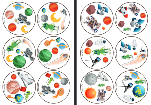 Space (kosmos) dobble gra / 66 kart