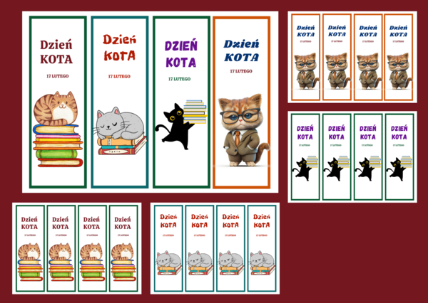 DZIEŃ KOTA – zakładki do książek – zakładka – biblioteka – świetlica – wersja 2