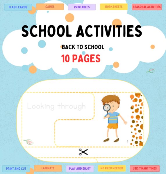 School Activities Part 1: Back to school Flash Cards & Tracing Puzzle Czynności wykonywane w szkole część 1.