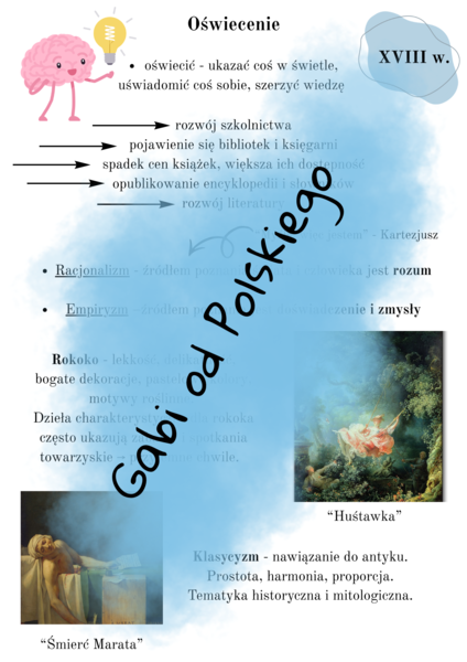 Epoka oświecenia - notatka do zeszytu