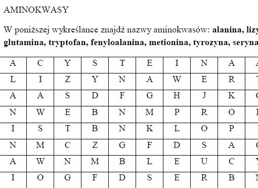 Aminokwasy-wykreślanka