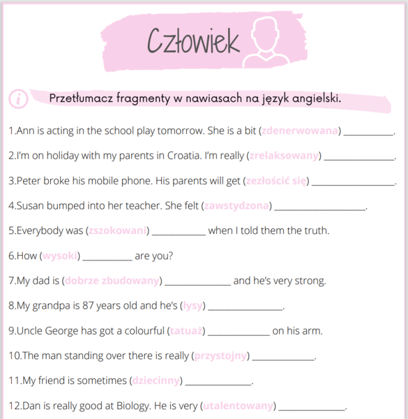 Karty do tłumaczenia - angielski