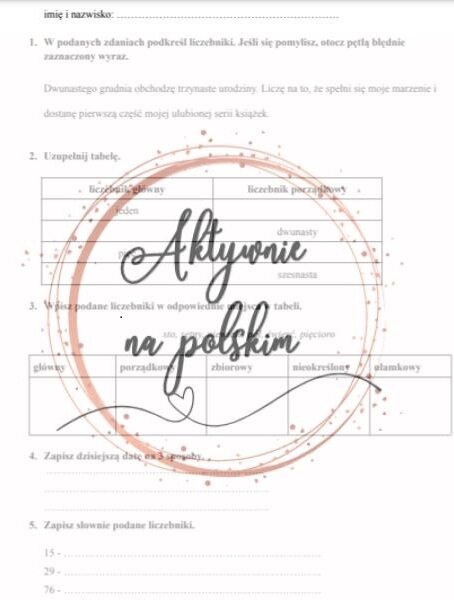 Kartkówka - liczebniki