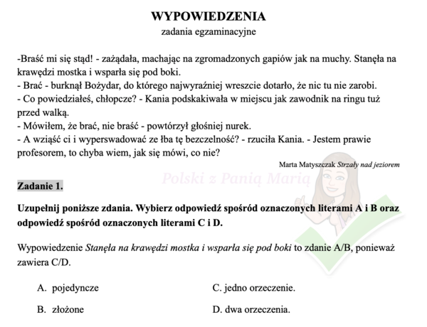 Wypowiedzenia - zadania egzaminacyjne