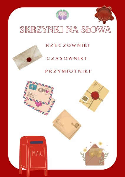 Skrzynki na słowa – rzeczowniki, czasowniki, przymiotniki (17 stron)
