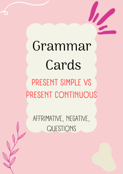 Present Simple vs Present Continuous/ Karty do mówienia/ Mówienie/ Speaking/ Zestaw/ Pakiet/ Klasy 4-8/ Klasa 5/ Klasy 6-8/ SP/ Warm-up/ Rozgrzewka/ Gramatyka/ Grammar/ Grammar cards/ Grammar cards/ E8