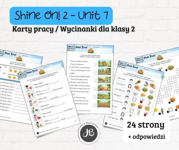 Materiały do Shine On! 2 Unit 7 – Picnic Time! – karty pracy – wklejki/wycinanki