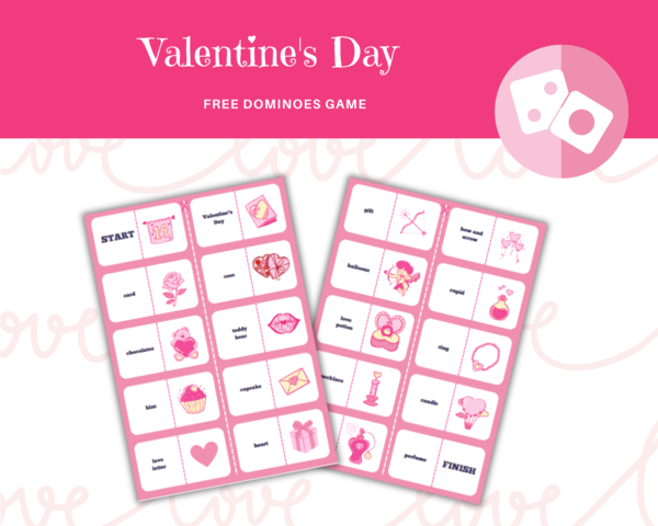 Valentine's Day Dominoes - Domino na Walentynki, język angielski