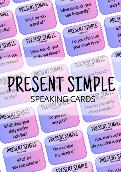 Present Simple - 80 speaking cards - questions - karty do speakingu - angielski - mówienie - egzamin ósmoklasisty - matura ustna
