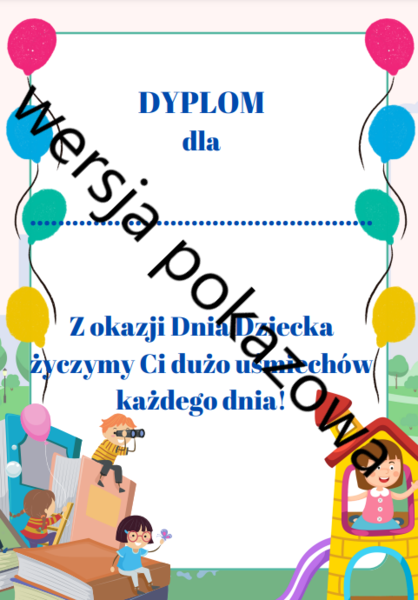 Dyplom na Dzień Dziecka