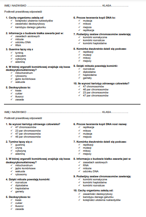 GENETYKA - KARTKÓWKA