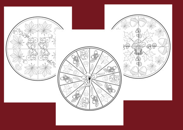 Jesienna MANDALA - jesień - kolorowanka - biblioteka
