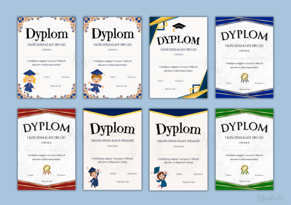 Dyplomy Ukończenia Klasy Drugiej - zestaw