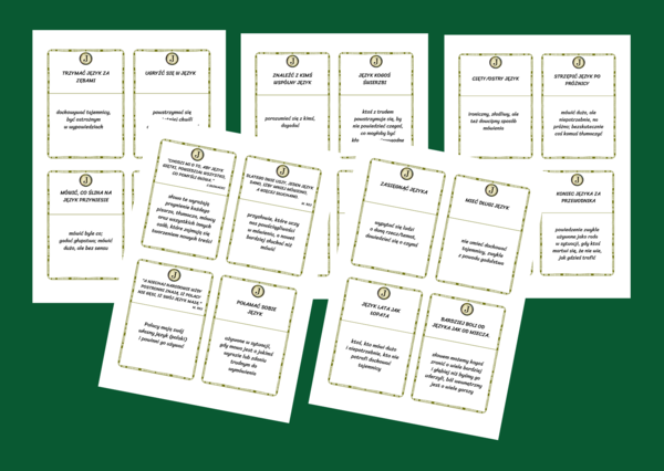 DZIEŃ JĘZYKA OJCZYSTEGO – frazeologizmy – ZWIĄZKI FRAZEOLOGICZNE – przysłowia - fiszki – 20 szt. kl. 4-8 – egzamin – powtórzenie- ćwiczenia – frazeologizmy