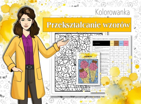 Fizyka. Klasa 6/7/8. Szkoła średnia. Przekształcanie wzorów. Fizyczna kolorowanka. Karta pracy. Zadanie. Walentynki
