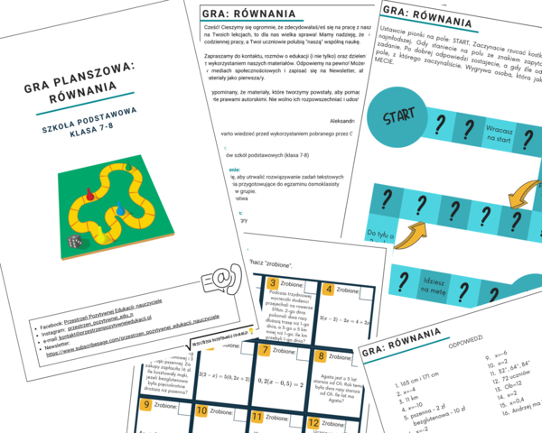 Gra planszowa równania (klasa 7-8)