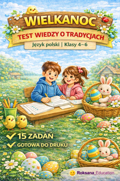 📚🐣 Wielkanoc – test wiedzy o tradycjach | język polski | klasy 4–6 (15 zadań)