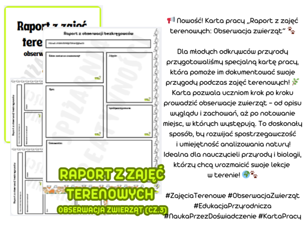 Raport z zajęć terenowych - obserwacja zwierząt (cz.3) biologia, przyroda
