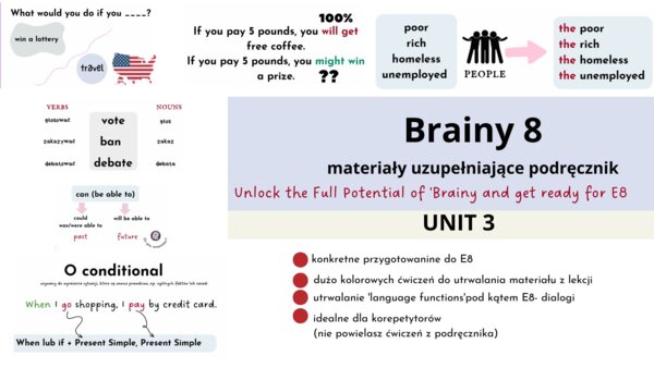 Brainy 8, unit 3, materiały dodatkowe do podręcznika, 0,1,2 conditional