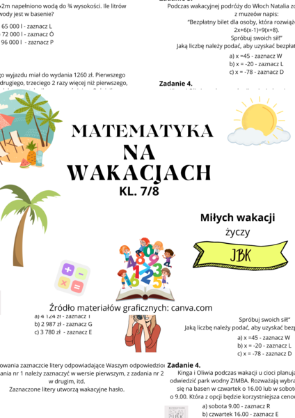 "Matematyka na wakacjach 7/8"