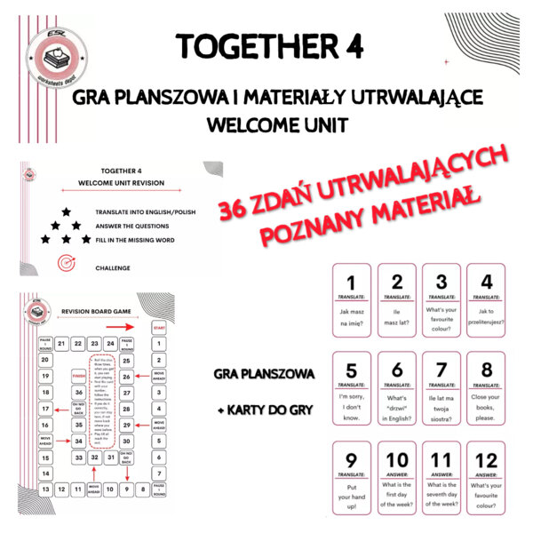 Together 4 - Revision Game Welcome Unit materiały utrwalające