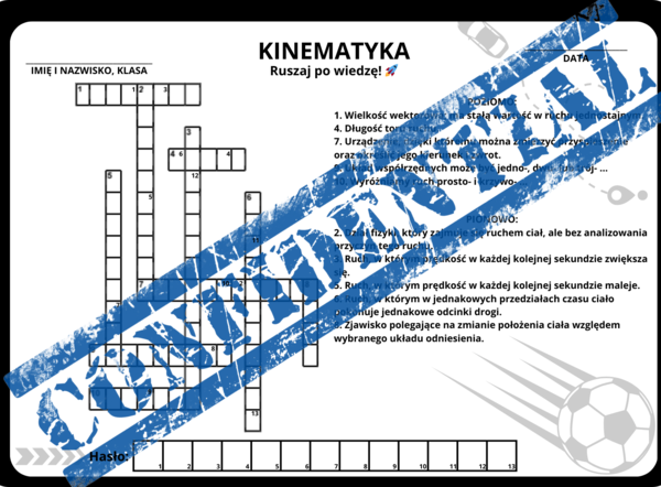 Kinematyka - krzyżówka