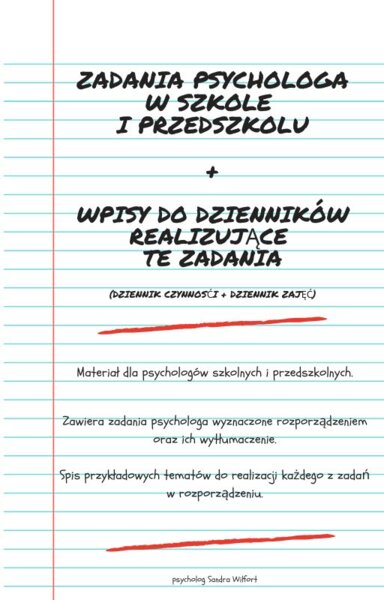 Zadania psychologa w szkole i przedszkolu - omówienie + wpisy do dzienników