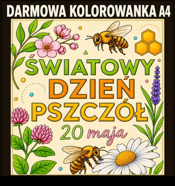 ŚWIATOWY DZIEŃ PSZCZÓŁ /DZIEŃ PSZCZOŁY- darmowa kolorowanka A4; karta pracy; dekoracja; gazetka; plakat