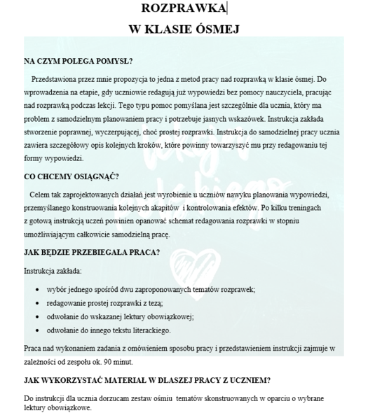 ROZPRAWKA W TRZYNASTU KROKACH- INSTRUKCJA DO SAMODZIELNEJ PRACY UCZNIA